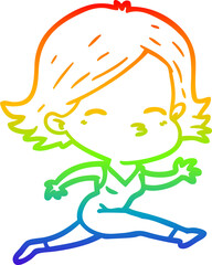 rainbow gradient line drawing cartoon woman