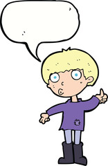 cartoon boy asking question with speech bubble