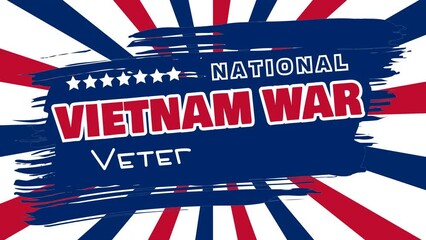 National Vietnam War Veterans Day Text Animation with usa flag background. Most states celebrate “Welcome Home Vietnam Veterans Day” on March 29 or 30 of each year in USA.