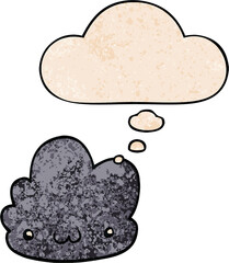 cute cartoon cloud and thought bubble in grunge texture pattern style