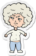 sticker of a cartoon annoyed old woman