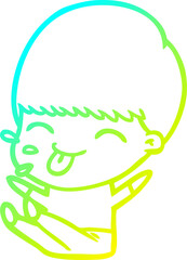 cold gradient line drawing cartoon boy