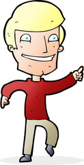 cartoon happy man pointing