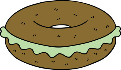 quirky hand drawn cartoon bagel