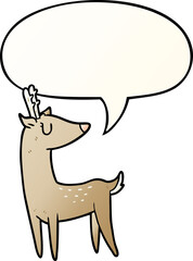 cartoon deer and speech bubble in smooth gradient style