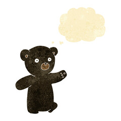 cartoon black bear cub with thought bubble