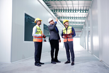 Obraz premium Warehouse engineering and factory inspectors industry concept.