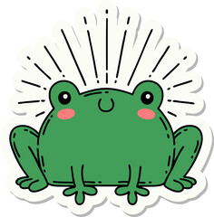 sticker of tattoo style happy frog