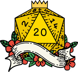 natural twenty D20 dice roll illustration