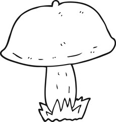 black and white cartoon mushroom