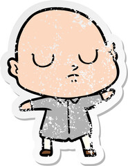distressed sticker of a cartoon bald man