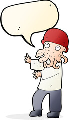 cartoon monster man with speech bubble