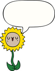 cartoon flower and speech bubble