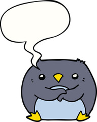 cartoon penguin and speech bubble