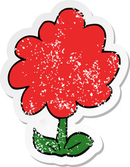 distressed sticker of a cartoon flower