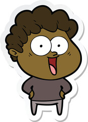 sticker of a cartoon happy man