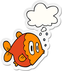 cartoon fish and thought bubble as a printed sticker