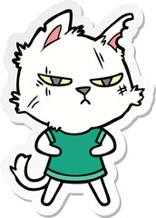 sticker of a tough cartoon cat