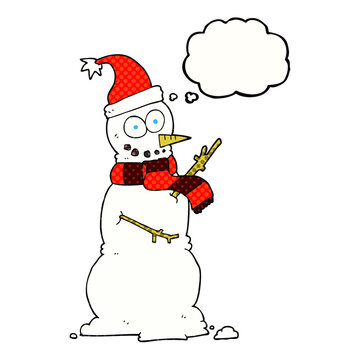 thought bubble cartoon snowman