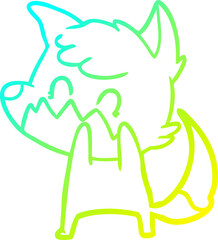 cold gradient line drawing cartoon friendly fox