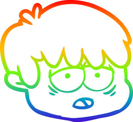 rainbow gradient line drawing cartoon male face
