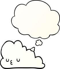cute cartoon cloud and thought bubble in smooth gradient style