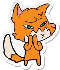 Obraz premium sticker of a clever cartoon fox