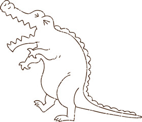 Roaring Crocodile Charcoal Drawing