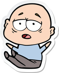 Obraz premium sticker of a cartoon tired bald man