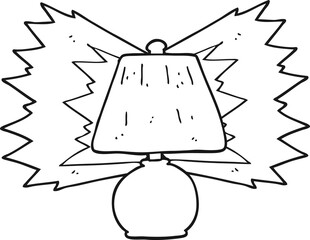 black and white cartoon electric lamp