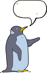 cartoon penguin with speech bubble