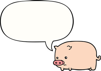 cute cartoon pig and speech bubble