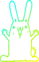 cold gradient line drawing cartoon rabbit