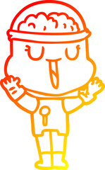 warm gradient line drawing happy cartoon robot