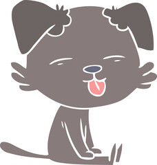 flat color style cartoon dog sticking out tongue