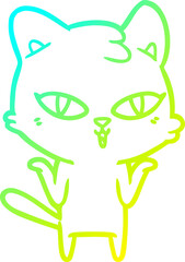 cold gradient line drawing cartoon cat