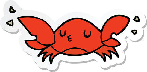sticker of a cartoon crab