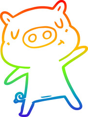 rainbow gradient line drawing cartoon content pig