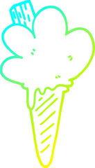 cold gradient line drawing cartoon ice cream cone