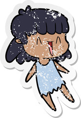 distressed sticker of a cartoon woman