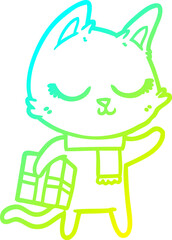 cold gradient line drawing calm cartoon cat
