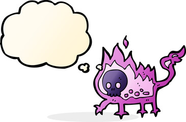 cartoon little imp with thought bubble