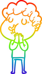 rainbow gradient line drawing cartoon man singing