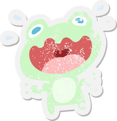 cartoon frog frightened grunge sticker