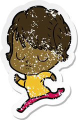 distressed sticker of a cartoon woman