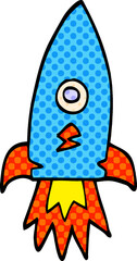 cartoon doodle space rocket