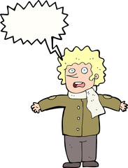 cartoon surprised man with speech bubble