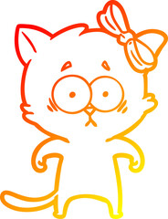 warm gradient line drawing cartoon cat