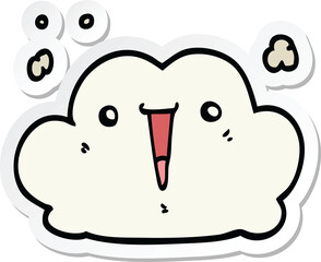 sticker of a cute cartoon cloud