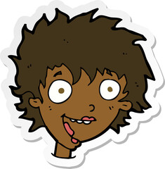 sticker of a cartoon crazy excited woman
